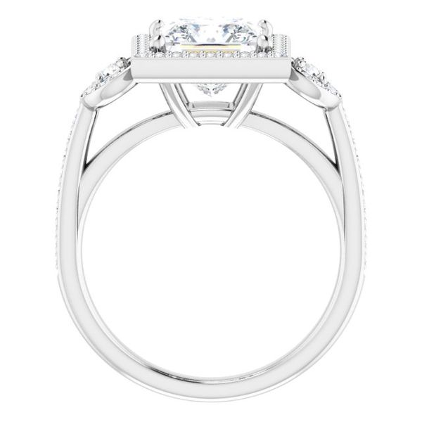 Three-Stone Halo-Style Engagement Ring Image 2 Michael Szwed Jewelers Longmeadow, MA