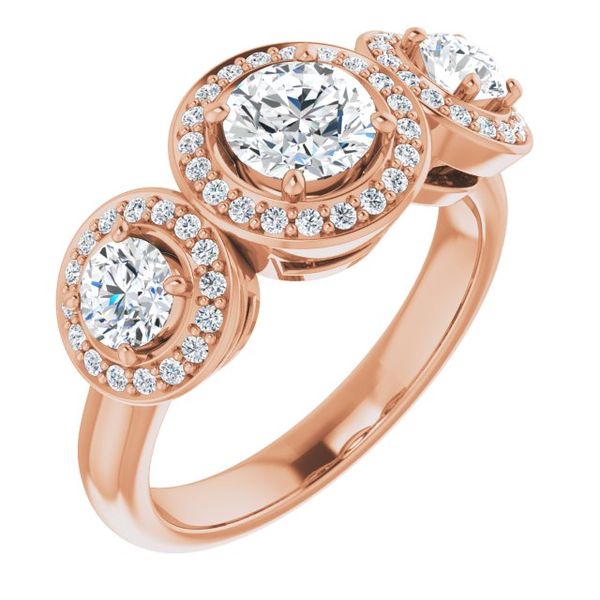 Three-Stone Halo-Style Engagement Ring Michael Szwed Jewelers Longmeadow, MA