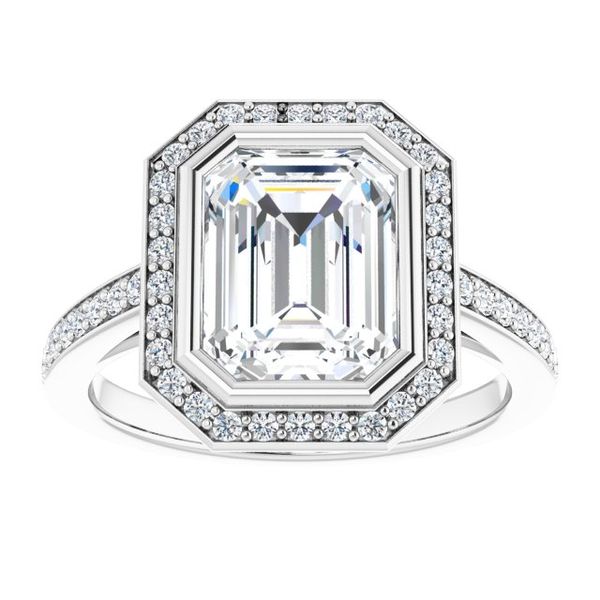 Bezel-Set Halo-Style Engagement Ring Image 3 L.I. Goldmine Smithtown, NY