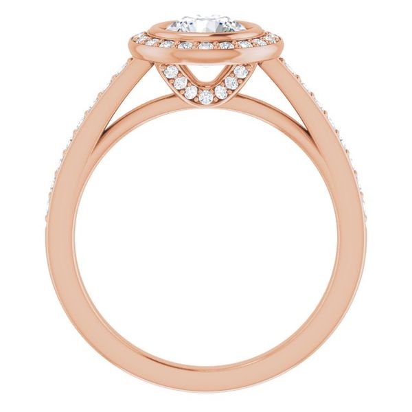 Bezel-Set Halo-Style Engagement Ring Image 2 L.I. Goldmine Smithtown, NY
