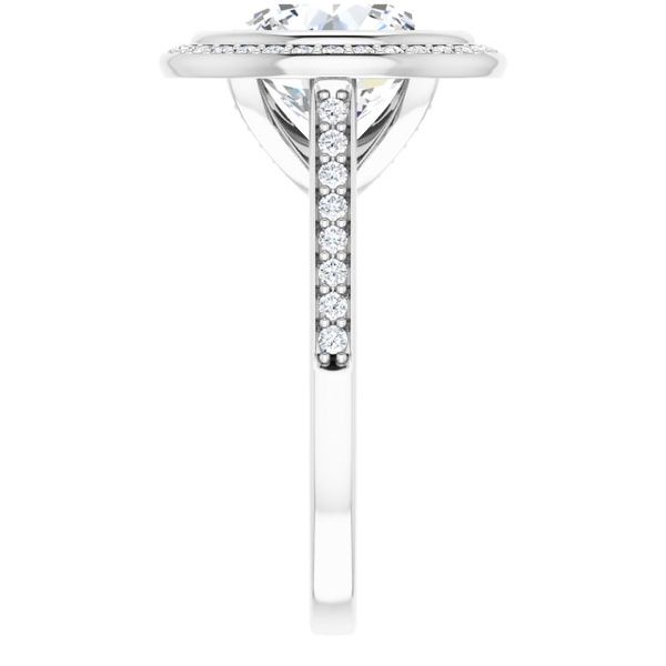 Bezel-Set Halo-Style Engagement Ring Image 4 L.I. Goldmine Smithtown, NY