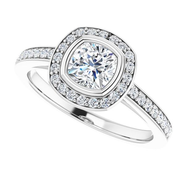 Bezel-Set Halo-Style Engagement Ring Image 5 The Ring Austin Round Rock, TX