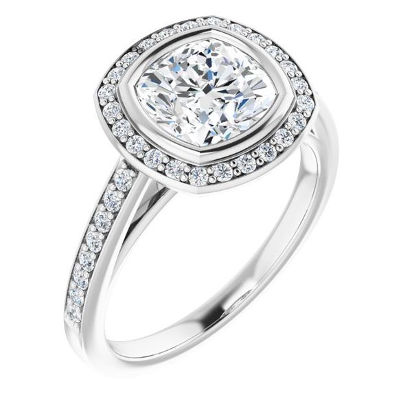 Bezel-Set Halo-Style Engagement Ring The Ring Austin Round Rock, TX