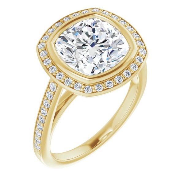 Bezel-Set Halo-Style Engagement Ring Meritage Jewelers Lutherville, MD