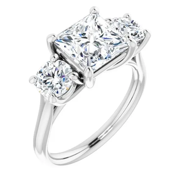 Three stone square engagement on sale ring