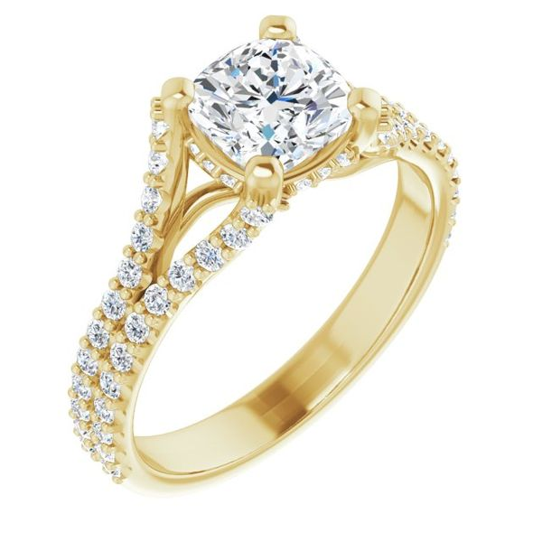 Cushion Cut Diamond Cathedral Style Engagement Ring in 14K W | Diamond Shop  | Ada, OK