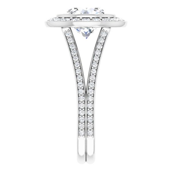 Bezel-Set Halo-Style Engagement Ring Image 4 Maharaja's Fine Jewelry & Gift Panama City, FL