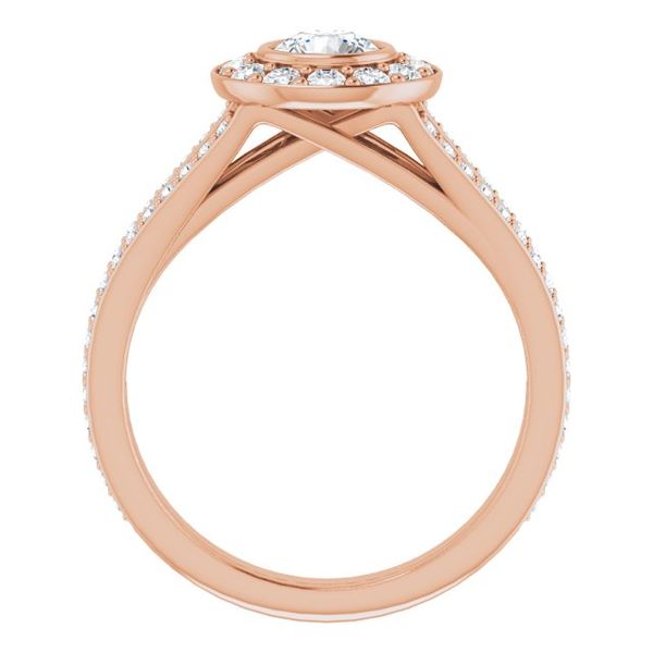Bezel-Set Halo-Style Engagement Ring Image 2 Maharaja's Fine Jewelry & Gift Panama City, FL