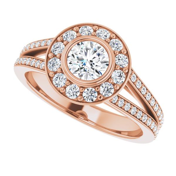 Bezel-Set Halo-Style Engagement Ring Image 5 Maharaja's Fine Jewelry & Gift Panama City, FL