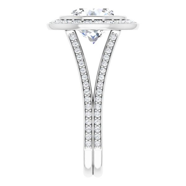 Bezel-Set Halo-Style Engagement Ring Image 4 Maharaja's Fine Jewelry & Gift Panama City, FL