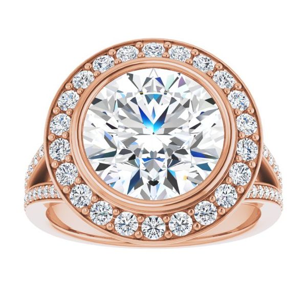 Bezel-Set Halo-Style Engagement Ring Image 3 The Hills Jewelry LLC Worthington, OH