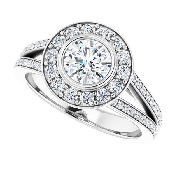 Bezel-Set Halo-Style Engagement Ring Image 5 Reiniger Jewelers Swansea, IL