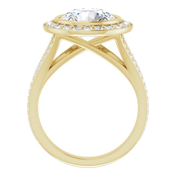 Bezel-Set Halo-Style Engagement Ring Image 2 L.I. Goldmine Smithtown, NY