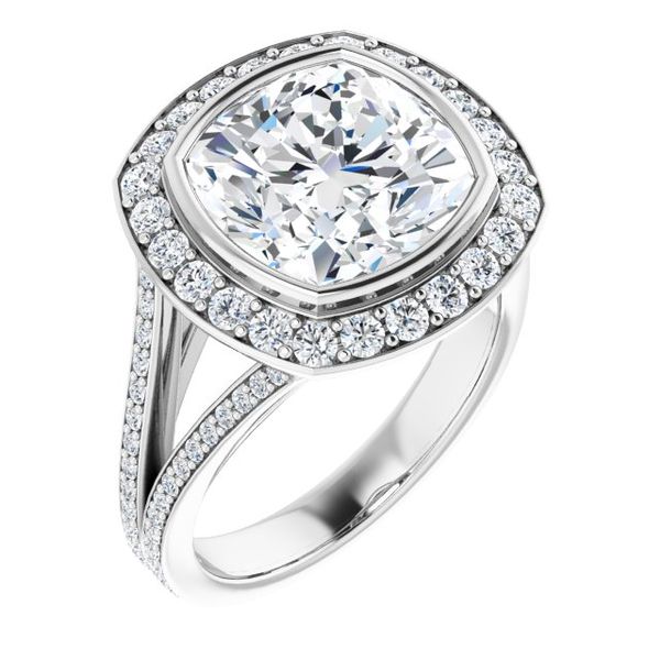 Bezel-Set Halo-Style Engagement Ring Victoria Jewellers REGINA, SK