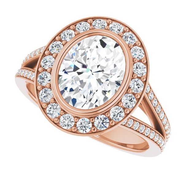 Bezel-Set Halo-Style Engagement Ring Image 5 L.I. Goldmine Smithtown, NY
