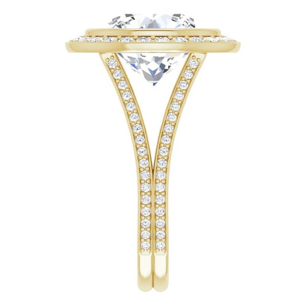 Bezel-Set Halo-Style Engagement Ring Image 4 L.I. Goldmine Smithtown, NY