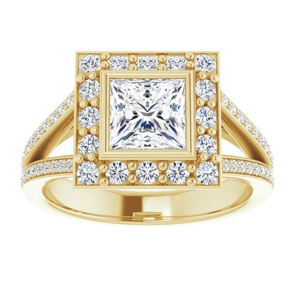 Bezel-Set Halo-Style Engagement Ring Image 3 Victoria Jewellers REGINA, SK
