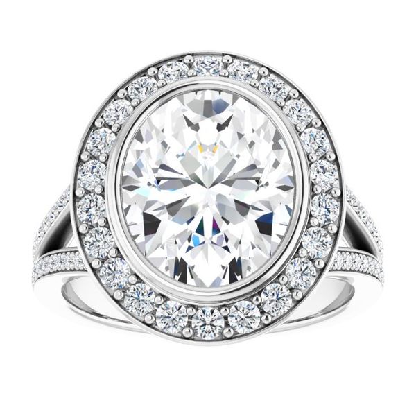 Bezel-Set Halo-Style Engagement Ring Image 3 Leitzel's Jewelry Myerstown, PA
