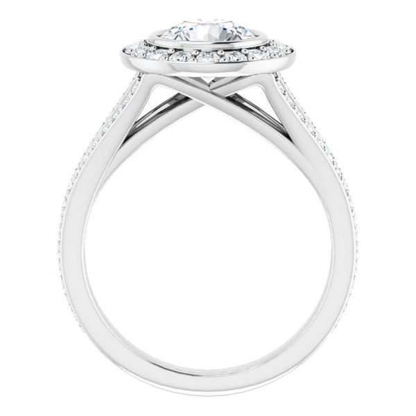 Bezel-Set Halo-Style Engagement Ring Image 2 Maharaja's Fine Jewelry & Gift Panama City, FL