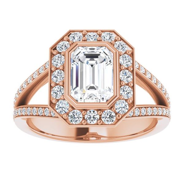 Bezel-Set Halo-Style Engagement Ring Image 3 Puckett's Fine Jewelry Benton, KY