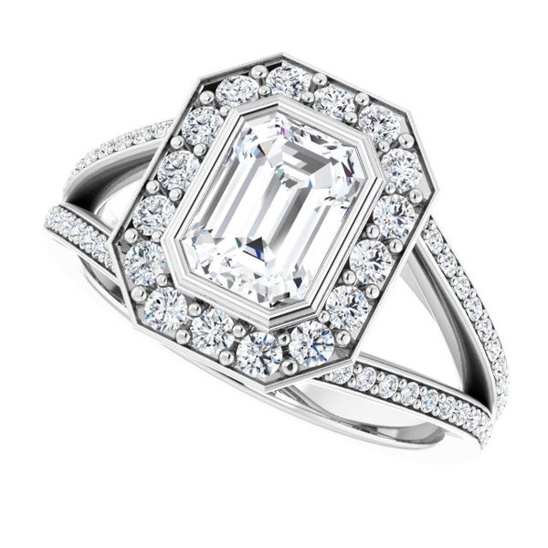 Bezel-Set Halo-Style Engagement Ring Image 5 Swede's Jewelers East Windsor, CT