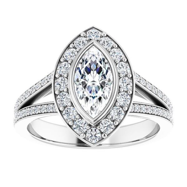 Bezel-Set Halo-Style Engagement Ring Image 3 Swede's Jewelers East Windsor, CT