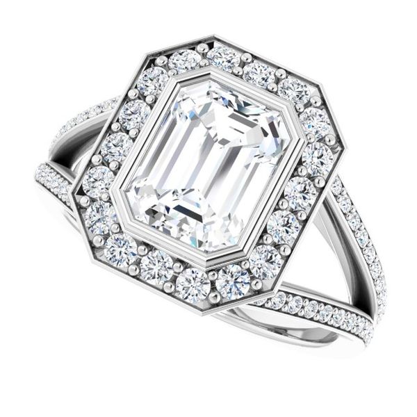 Bezel-Set Halo-Style Engagement Ring Image 5 Pickens Jewelers, Inc. Atlanta, GA