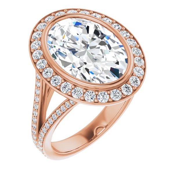 Bezel-Set Halo-Style Engagement Ring Swede's Jewelers East Windsor, CT