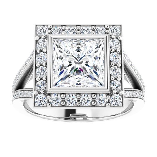 Bezel-Set Halo-Style Engagement Ring Image 3 J. West Jewelers Round Rock, TX