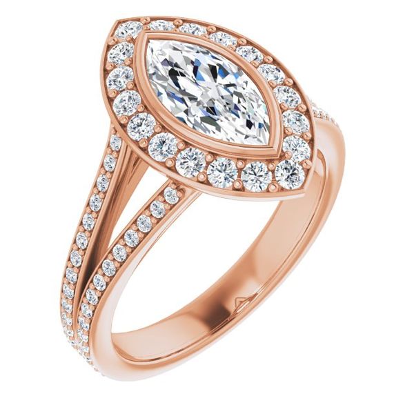 Bezel-Set Halo-Style Engagement Ring J. West Jewelers Round Rock, TX