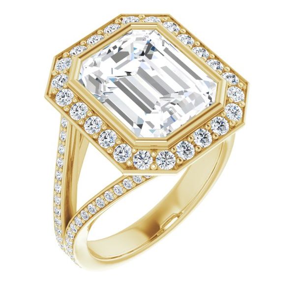 Bezel-Set Halo-Style Engagement Ring Jewel Smiths Oklahoma City, OK