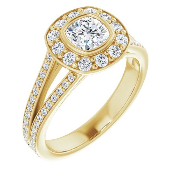 Bezel-Set Halo-Style Engagement Ring Mueller Jewelers Chisago City, MN