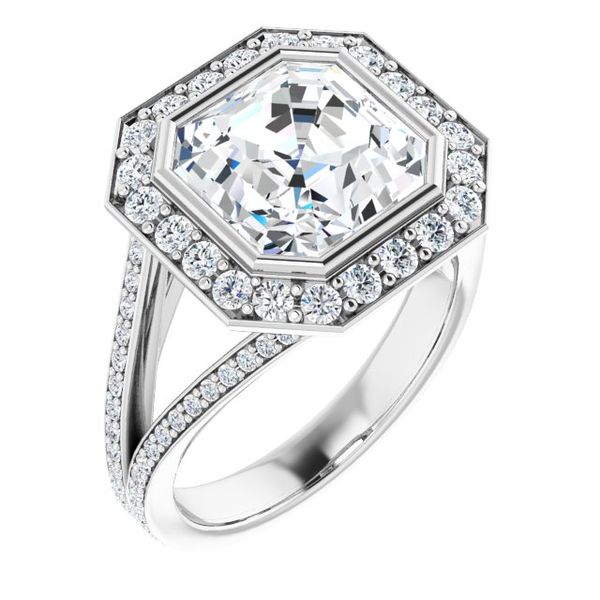 Bezel-Set Halo-Style Engagement Ring Pickens Jewelers, Inc. Atlanta, GA