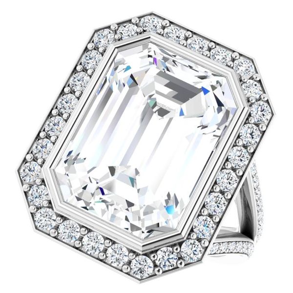 Bezel-Set Halo-Style Engagement Ring Image 5 Trinity Jewelers  Pittsburgh, PA
