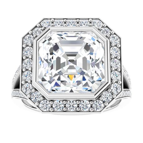 Bezel-Set Halo-Style Engagement Ring Image 3 H. Brandt Jewelers Natick, MA