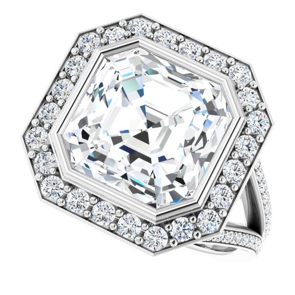 Bezel-Set Halo-Style Engagement Ring Image 5 H. Brandt Jewelers Natick, MA