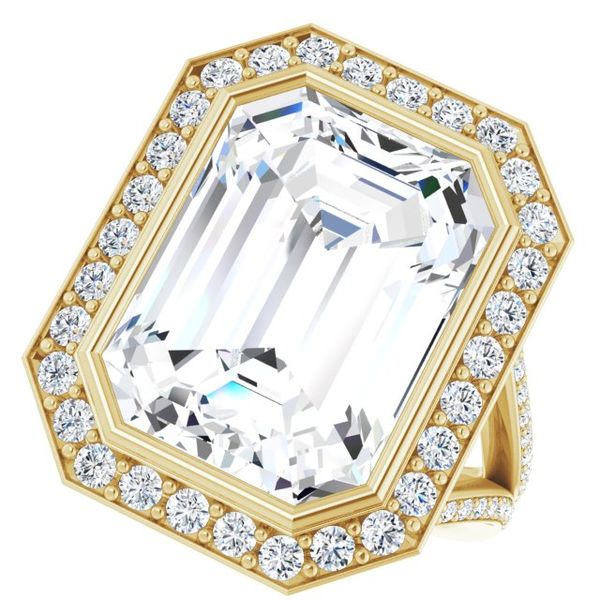 Bezel-Set Halo-Style Engagement Ring Image 5 Jewel Smiths Oklahoma City, OK