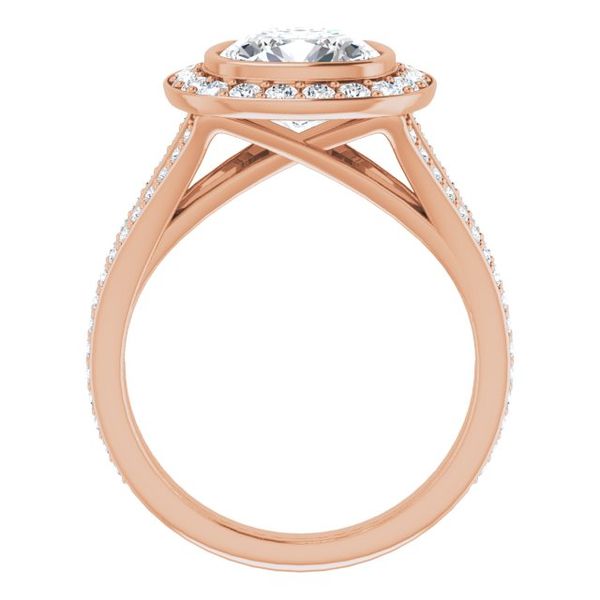Bezel-Set Halo-Style Engagement Ring Image 2 H. Brandt Jewelers Natick, MA