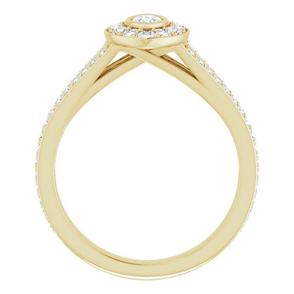 Bezel-Set Halo-Style Engagement Ring Image 2 Trinity Jewelers  Pittsburgh, PA