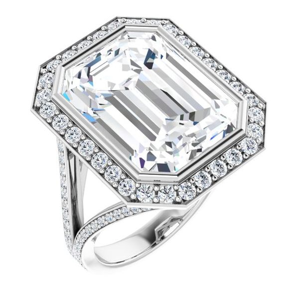 Bezel-Set Halo-Style Engagement Ring Pickens Jewelers, Inc. Atlanta, GA