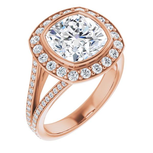 Bezel-Set Halo-Style Engagement Ring H. Brandt Jewelers Natick, MA