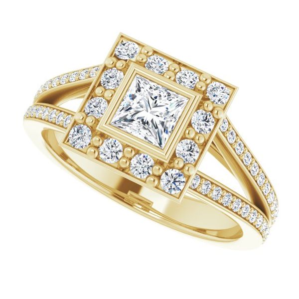 Bezel-Set Halo-Style Engagement Ring Image 5 H. Brandt Jewelers Natick, MA