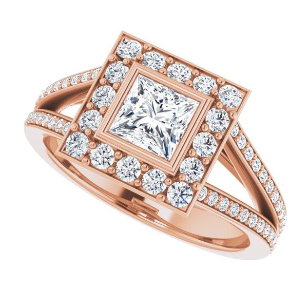 Bezel-Set Halo-Style Engagement Ring Image 5 Mueller Jewelers Chisago City, MN