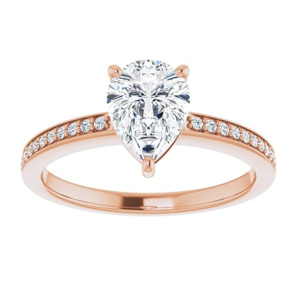 Pear Shaped Three Stone Engagement Ring With Princess Side Stones - Eva