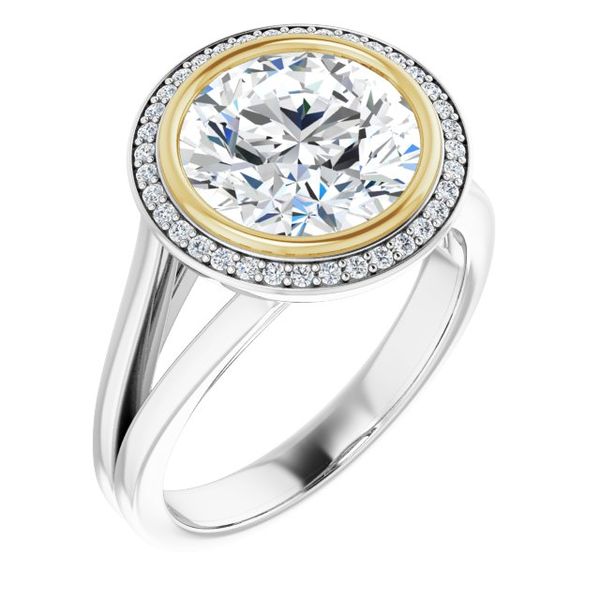 Bezel-Set Halo-Style Engagement Ring Perry's Emporium Wilmington, NC