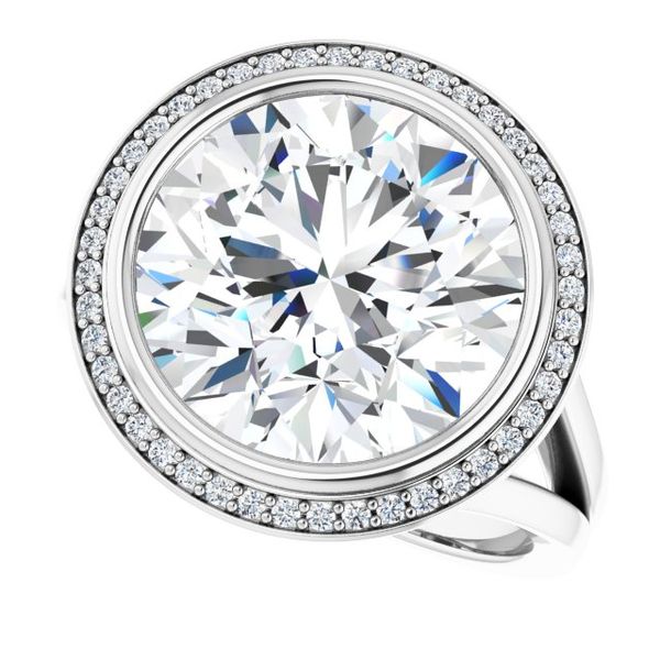 Bezel-Set Halo-Style Engagement Ring Image 5 The Jewelry Source El Segundo, CA