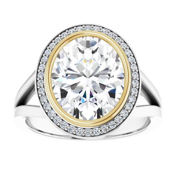 Bezel-Set Halo-Style Engagement Ring Image 3 Futer Bros Jewelers York, PA