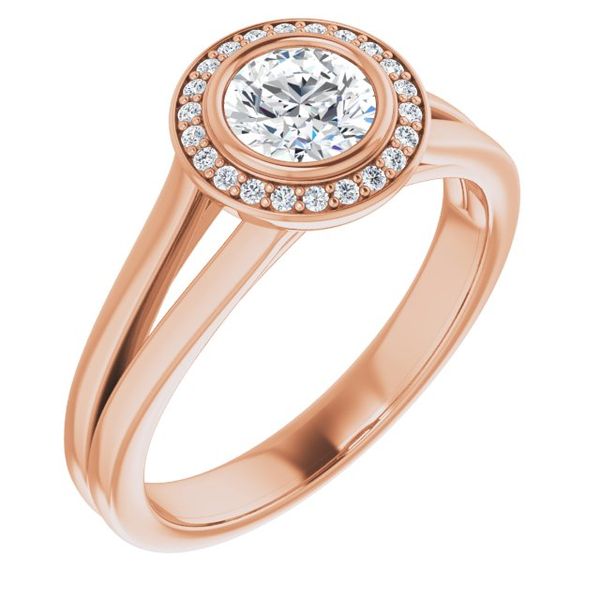 Bezel-Set Halo-Style Engagement Ring Vail Creek Jewelry Designs Turlock, CA