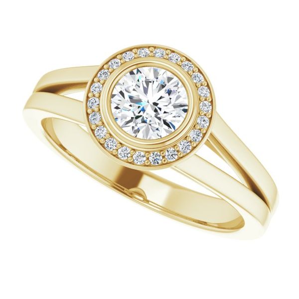 Bezel-Set Halo-Style Engagement Ring Image 5 Vail Creek Jewelry Designs Turlock, CA