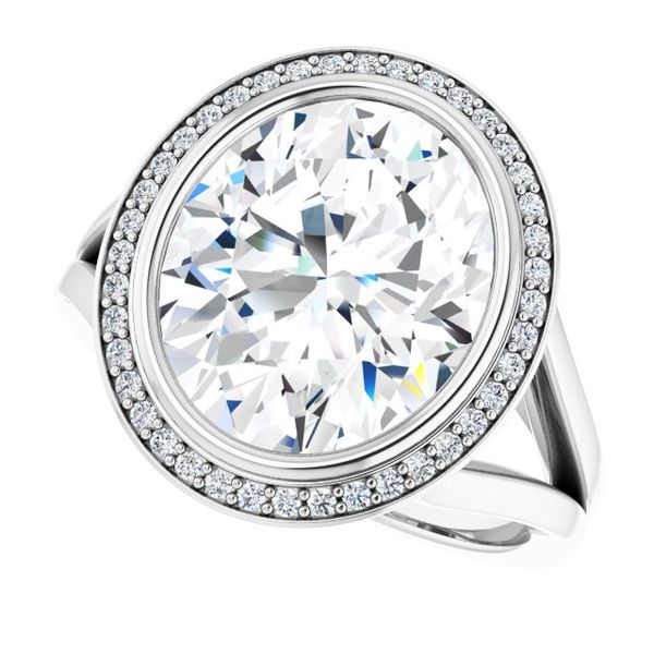 Bezel-Set Halo-Style Engagement Ring Image 5 Vail Creek Jewelry Designs Turlock, CA